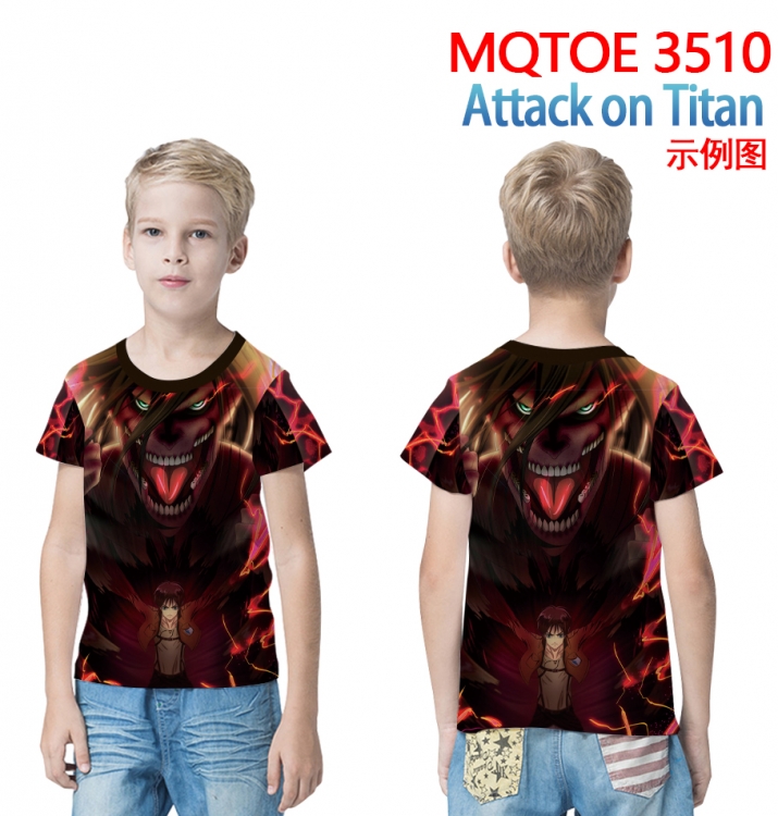 Shingeki no Kyojin full-color printed short-sleeved T-shirt 60 80 100 120 140 160 6 sizes for children  MQTOE 3510