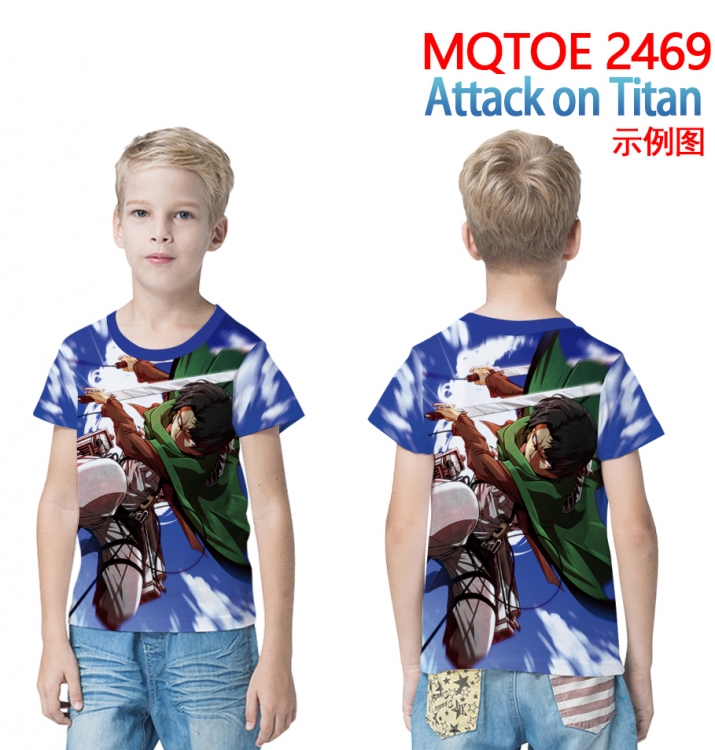 Shingeki no Kyojin full-color printed short-sleeved T-shirt 60 80 100 120 140 160 6 sizes for children  MQTOE 2469