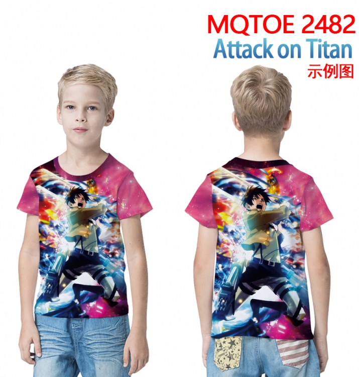 Shingeki no Kyojin full-color printed short-sleeved T-shirt 60 80 100 120 140 160 6 sizes for children  MQTOE 2482