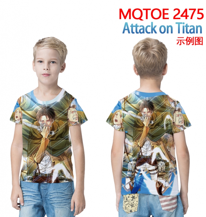 Shingeki no Kyojin full-color printed short-sleeved T-shirt 60 80 100 120 140 160 6 sizes for children  MQTOE 2475