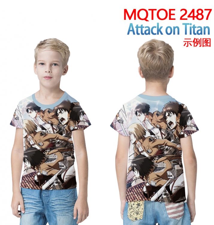 Shingeki no Kyojin full-color printed short-sleeved T-shirt 60 80 100 120 140 160 6 sizes for children  MQTOE 2487