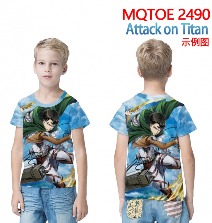 Shingeki no Kyojin full-color printed short-sleeved T-shirt 60 80 100 120 140 160 6 sizes for children  MQTOE 2490
