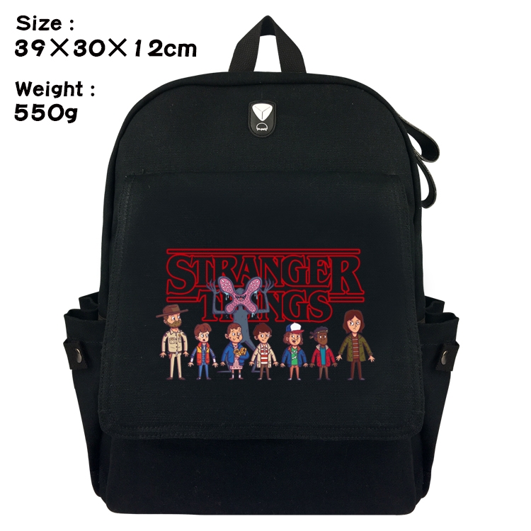 Stranger Things Canvas Flip Backpack Student Schoolbag  39X30X12CM