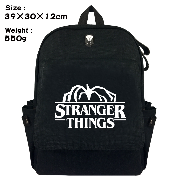 Stranger Things Canvas Flip Backpack Student Schoolbag  39X30X12CM