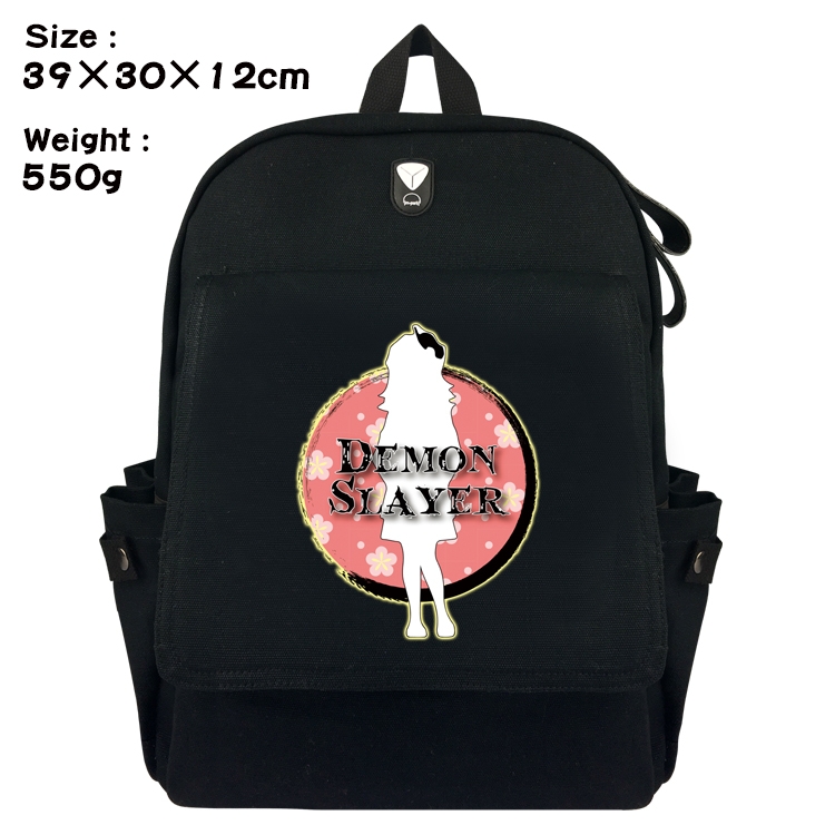 Demon Slayer Kimets Canvas Flip Backpack Student Schoolbag  39X30X12CM