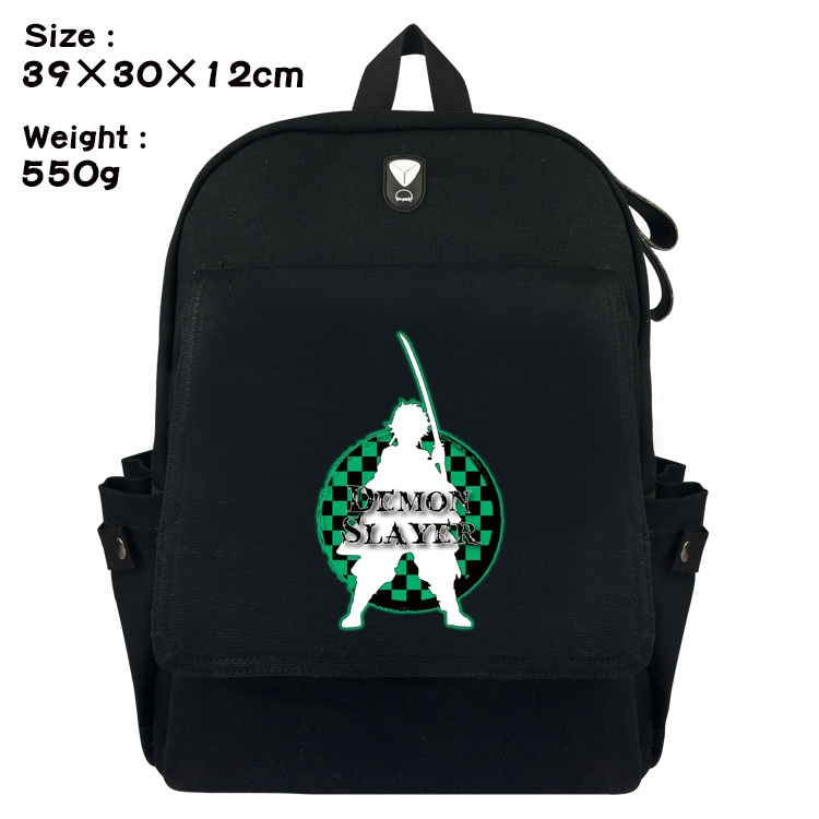 Demon Slayer Kimets Canvas Flip Backpack Student Schoolbag  39X30X12CM