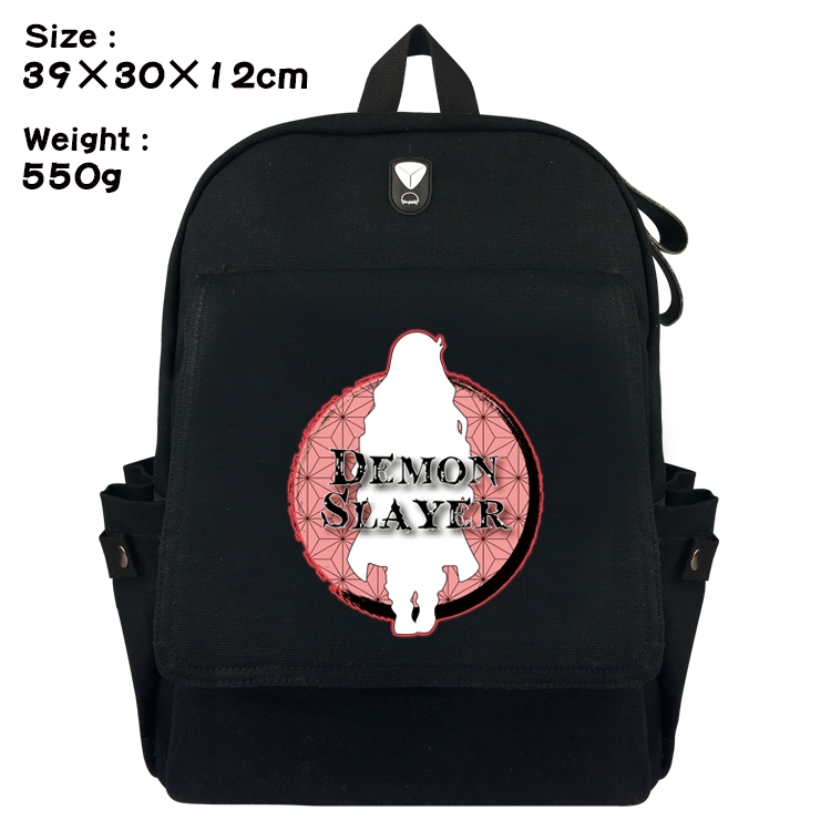 Demon Slayer Kimets Canvas Flip Backpack Student Schoolbag  39X30X12CM