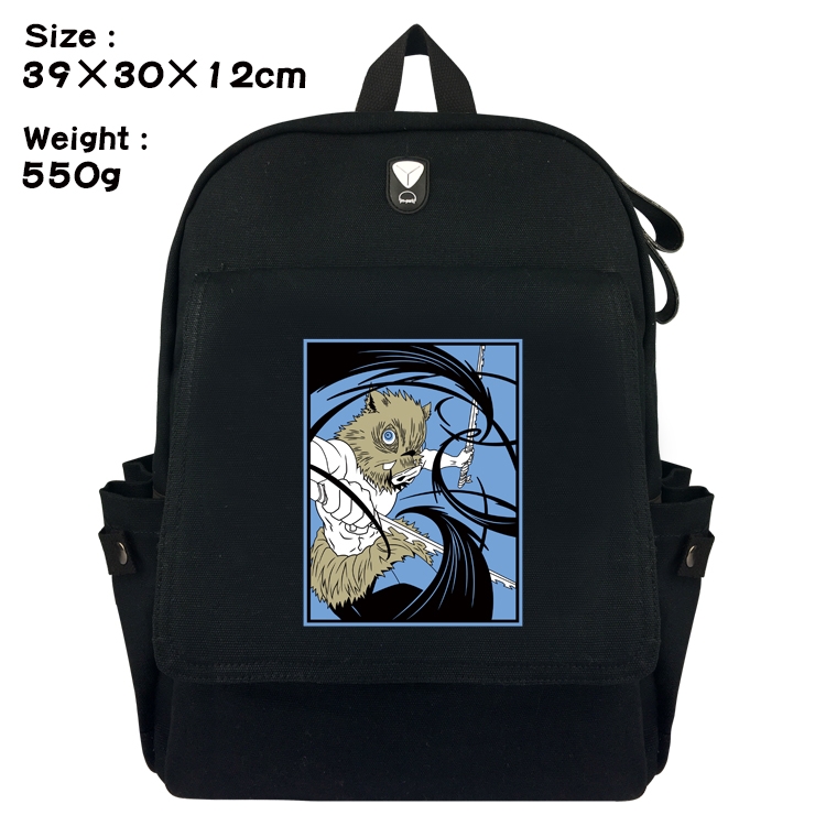 Demon Slayer Kimets Canvas Flip Backpack Student Schoolbag  39X30X12CM