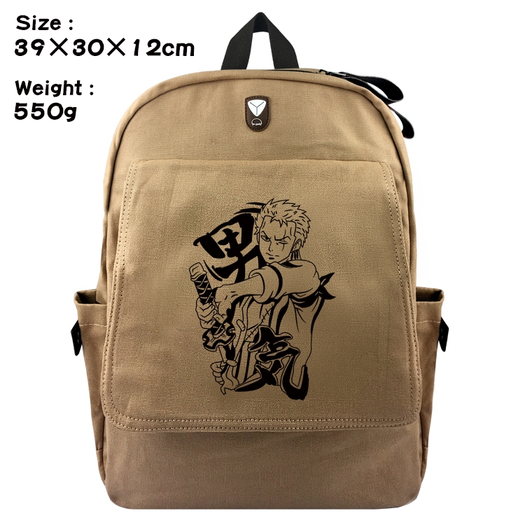 One Piece Canvas Flip Backpack Student Schoolbag  39X30X12CM
