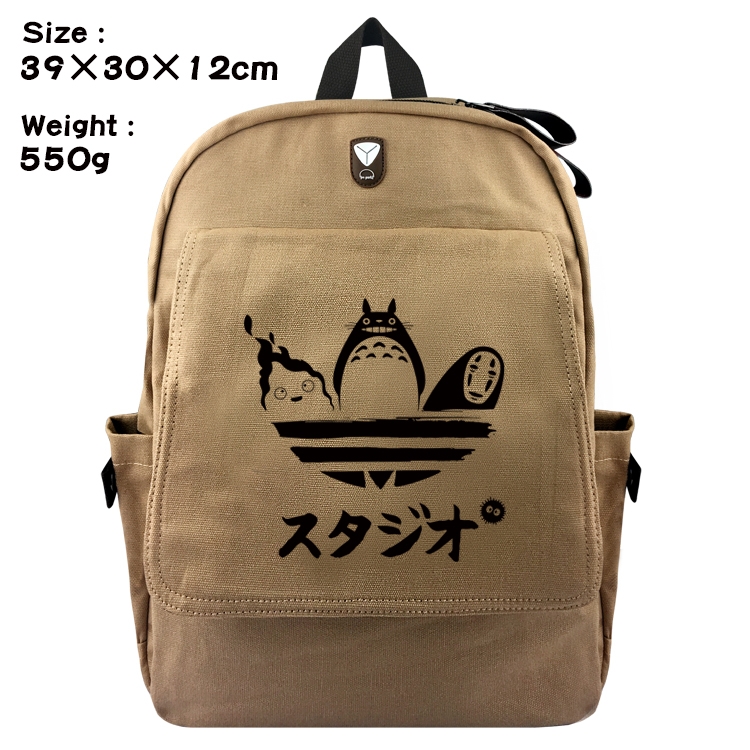 TOTORO  Canvas Flip Backpack Student Schoolbag  39X30X12CM