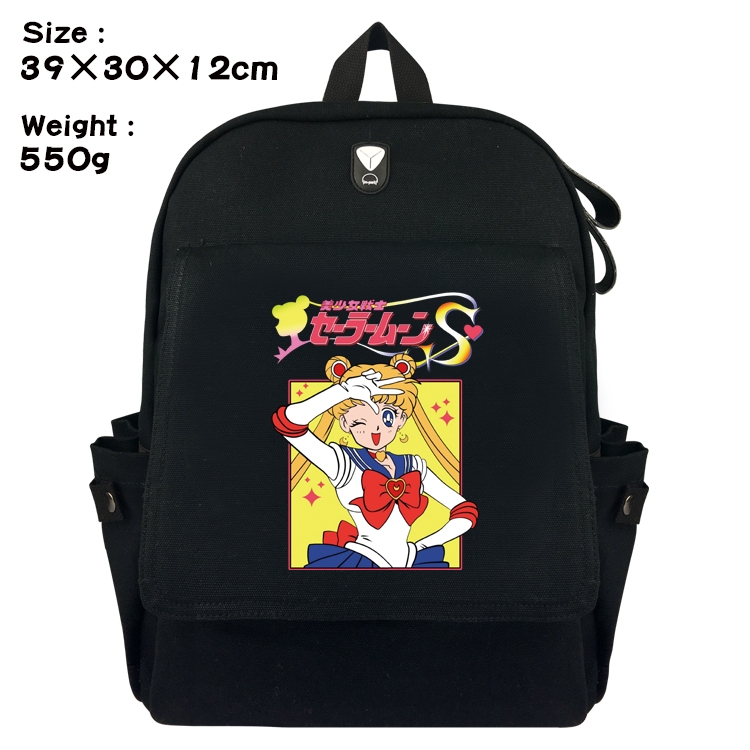 sailormoon Canvas Flip Backpack Student Schoolbag  39X30X12CM