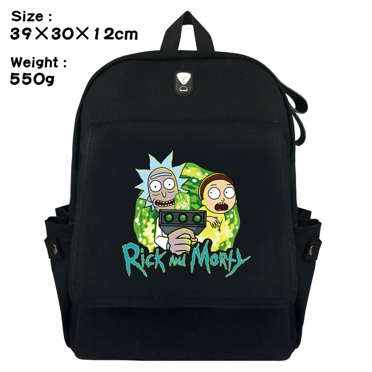 Rick and Morty Canvas Flip Backpack Student Schoolbag  39X30X12CM