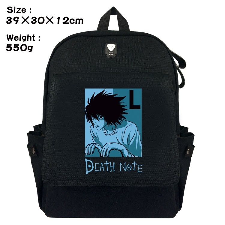 Death note Canvas Flip Backpack Student Schoolbag  39X30X12CM