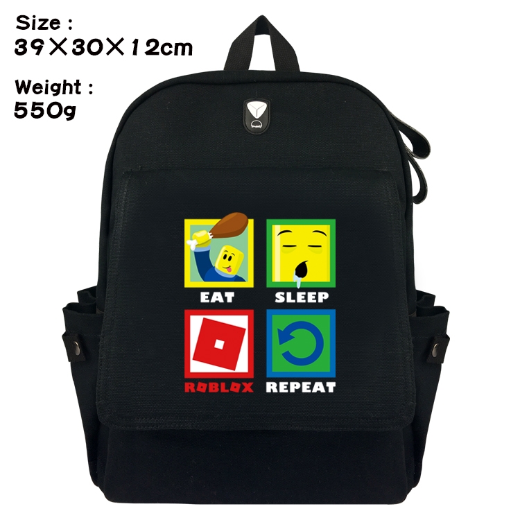 Roblox Canvas Flip Backpack Student Schoolbag  39X30X12CM