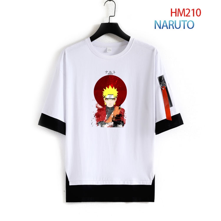 Naruto round neck fake two loose T-shirts from S to 4XL HM-210-3