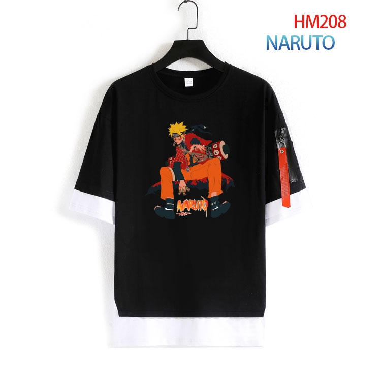 Naruto round neck fake two loose T-shirts from S to 4XL  HM-208-4