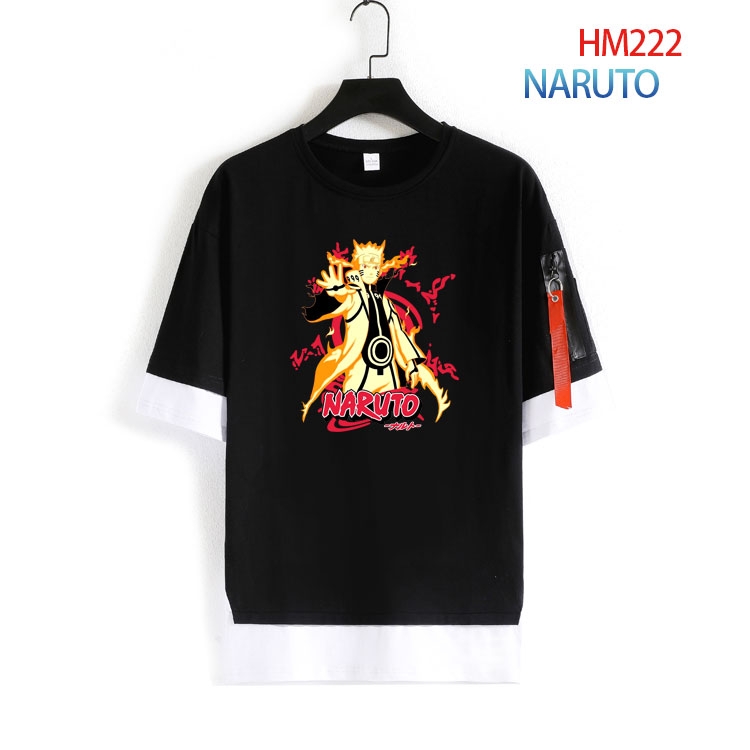 Naruto round neck fake two loose T-shirts from S to 4XL  HM-222-4
