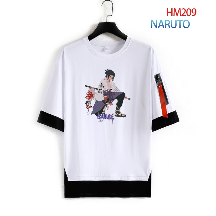 Naruto round neck fake two loose T-shirts from S to 4XL HM-209-3