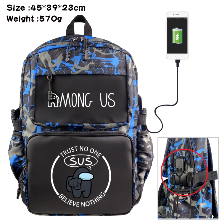 among-us Anime waterproof nylon material camouflage backpack school bag 45X39X23CM