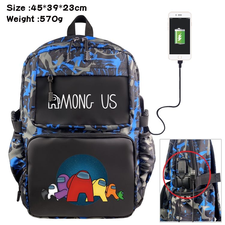 among-us Anime waterproof nylon material camouflage backpack school bag 45X39X23CM