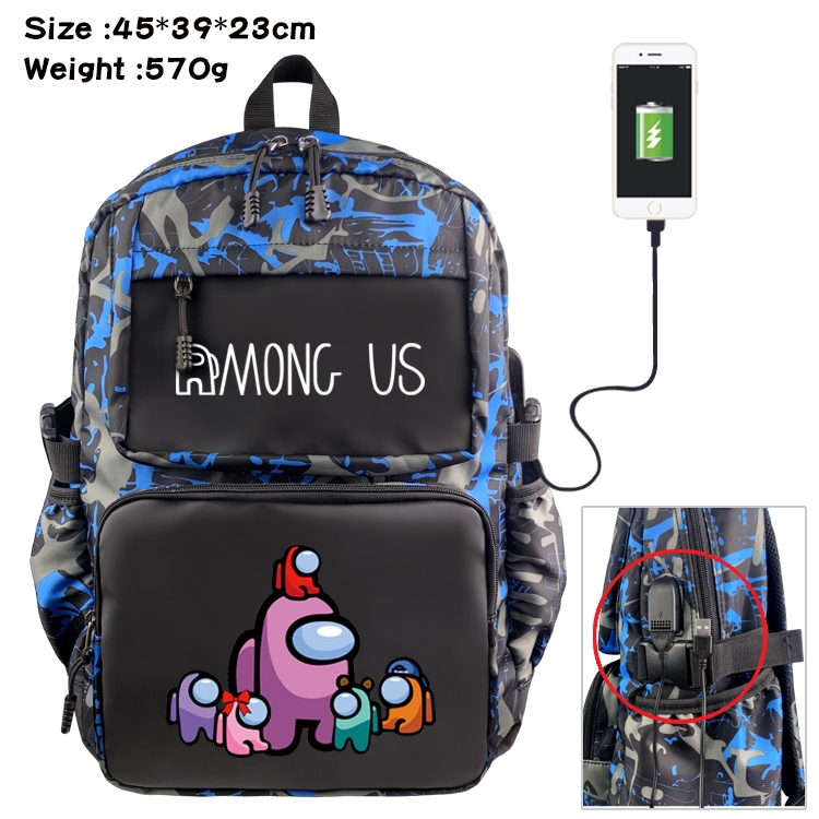 among-us Anime waterproof nylon material camouflage backpack school bag 45X39X23CM