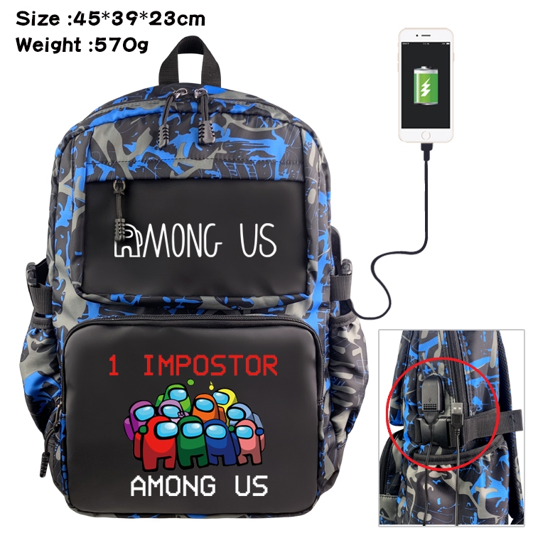 among-us Anime waterproof nylon material camouflage backpack school bag 45X39X23CM
