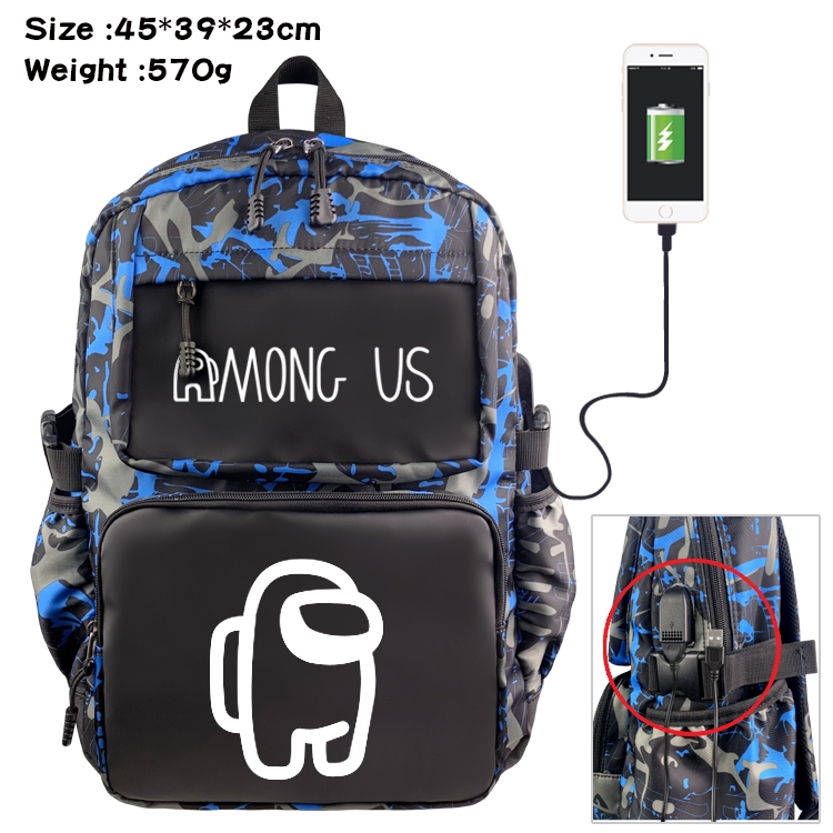 among-us Anime waterproof nylon material camouflage backpack school bag 45X39X23CM