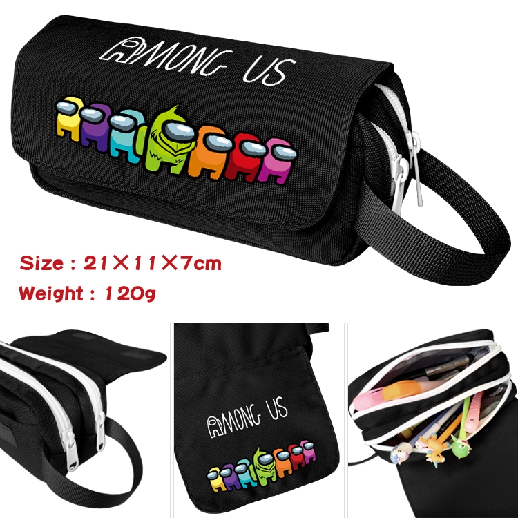 Among us Portable waterproof double-layer pencil case Pencil Bag  20x11x7cm