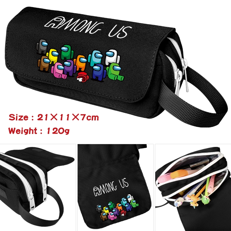 Among us Portable waterproof double-layer pencil case Pencil Bag  20x11x7cm