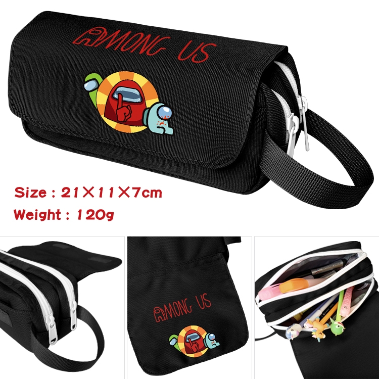 Among us Portable waterproof double-layer pencil case Pencil Bag  20x11x7cm