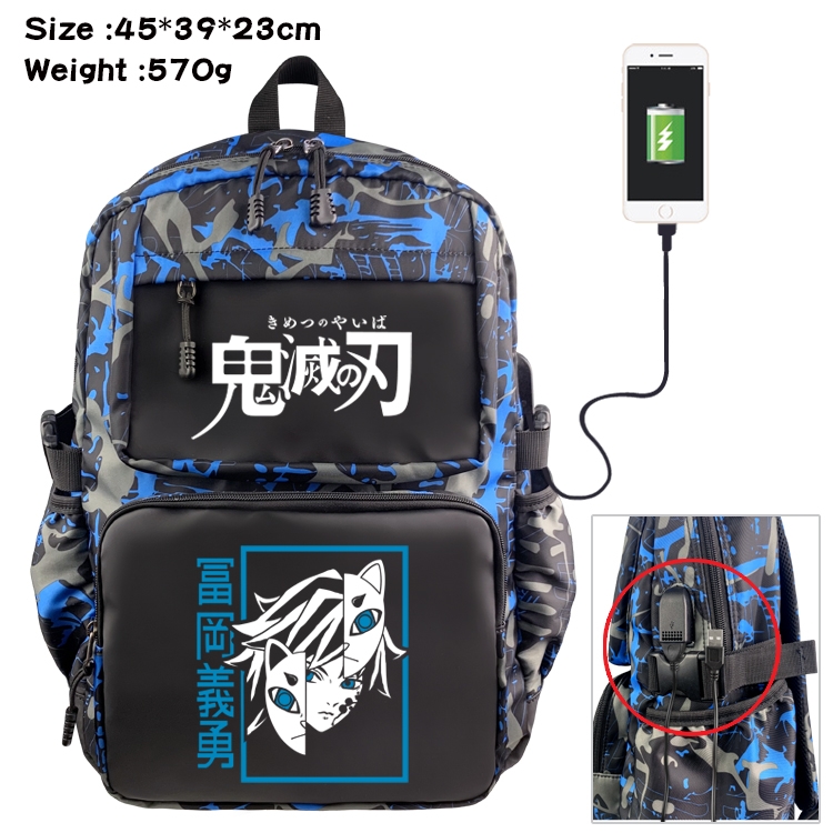Demon Slayer Kimets Anime waterproof nylon material camouflage backpack school bag 45X39X23CM