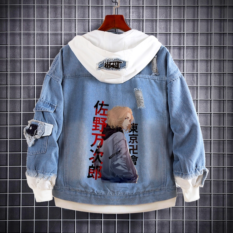 Tokyo Revengers  Anime Loose Hooded Fake Two Denim Jackets from S to 5XL