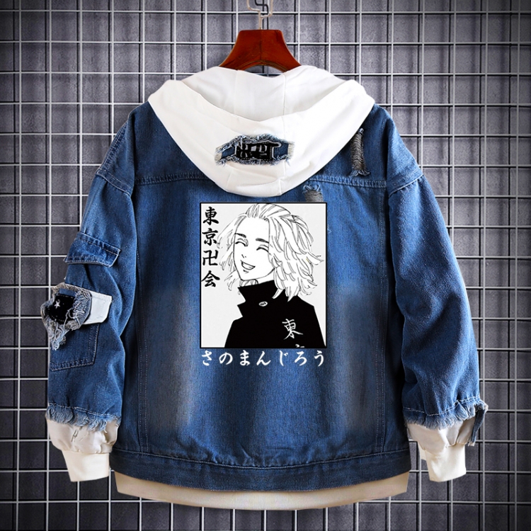 Tokyo Revengers  Anime Loose Hooded Fake Two Denim Jackets from S to 5XL