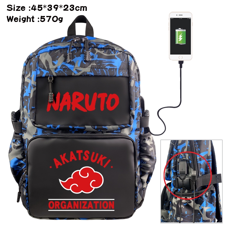 Naruto Anime waterproof nylon material camouflage backpack school bag 45X39X23CM