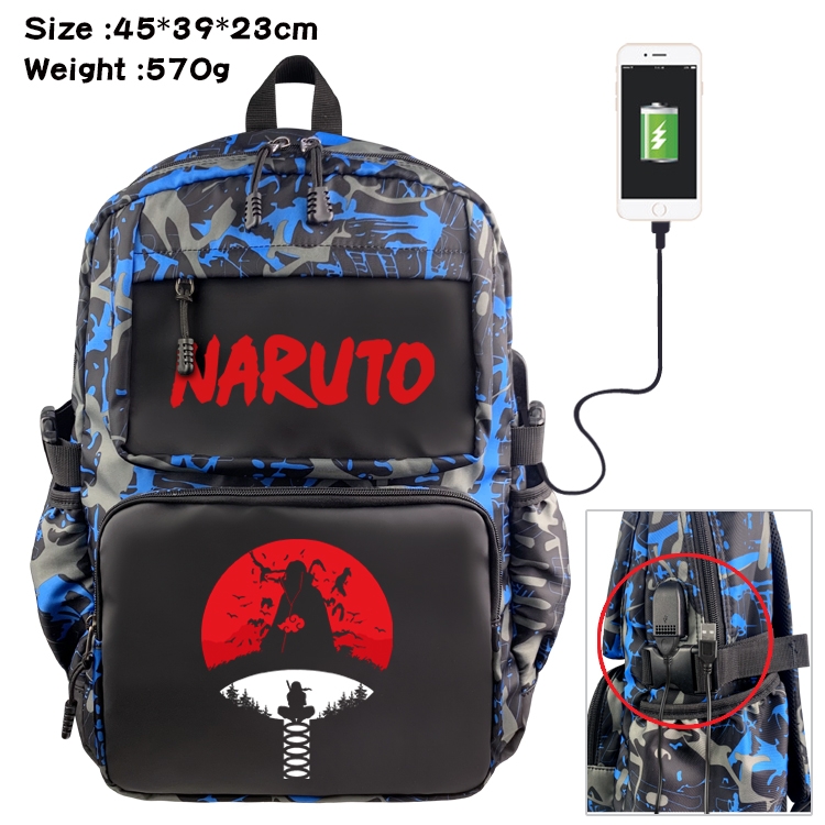 Naruto Anime waterproof nylon material camouflage backpack school bag 45X39X23CM