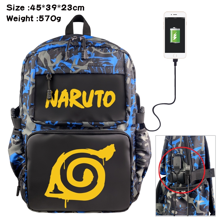 Naruto Anime waterproof nylon material camouflage backpack school bag 45X39X23CM