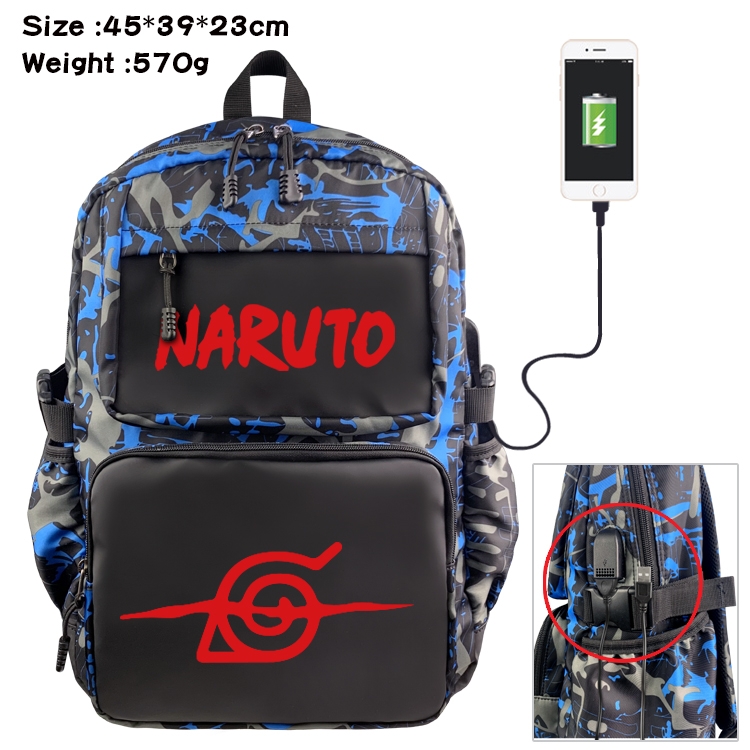 Naruto Anime waterproof nylon material camouflage backpack school bag 45X39X23CM