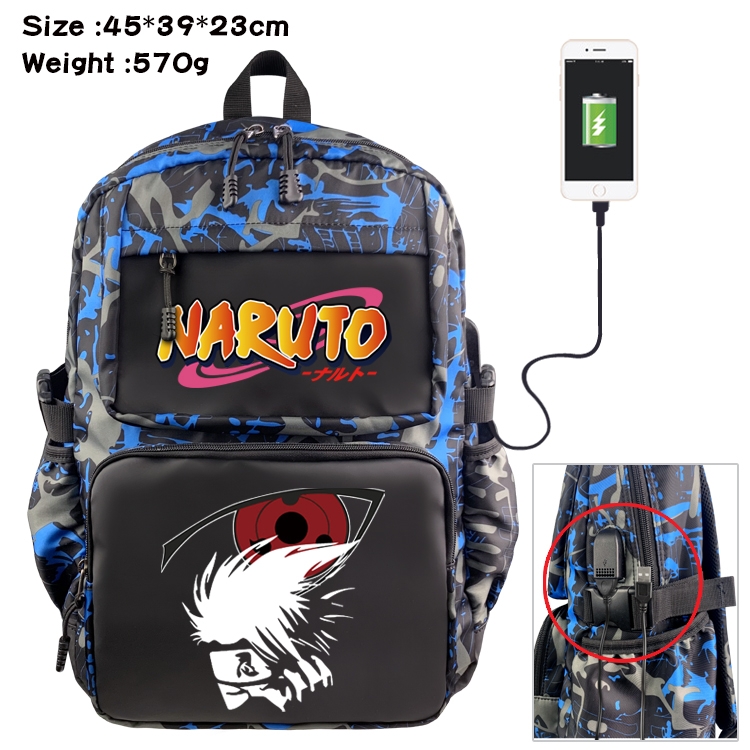 Naruto Anime waterproof nylon material camouflage backpack school bag 45X39X23CM
