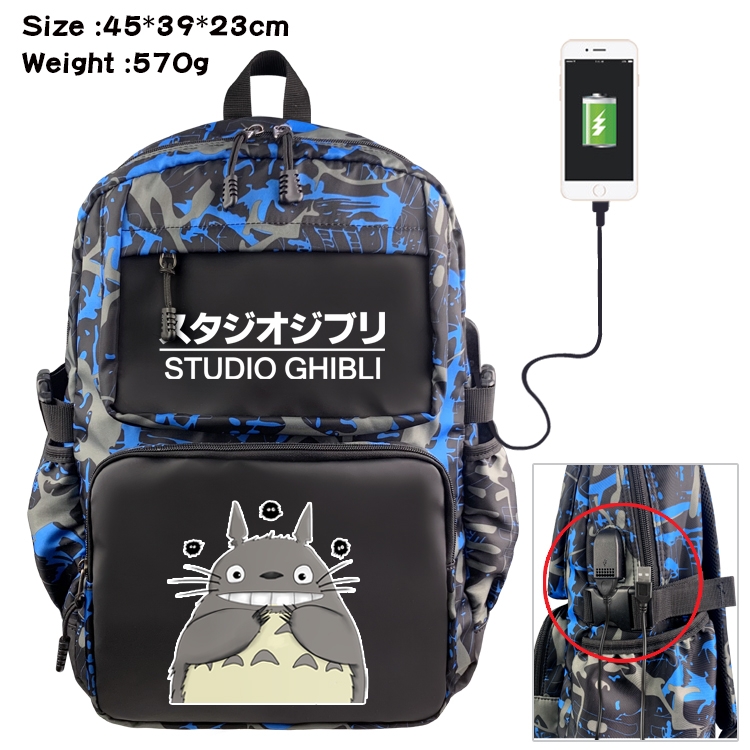 TOTORO Anime waterproof nylon material camouflage backpack school bag 45X39X23CM