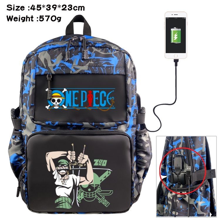 One Piece Anime waterproof nylon material camouflage backpack school bag 45X39X23CM