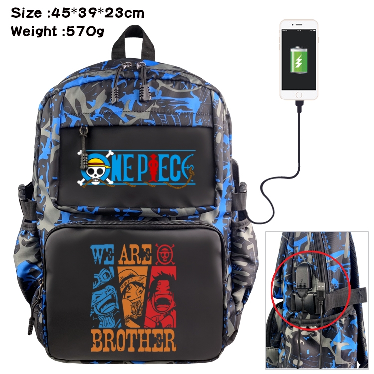 One Piece Anime waterproof nylon material camouflage backpack school bag 45X39X23CM