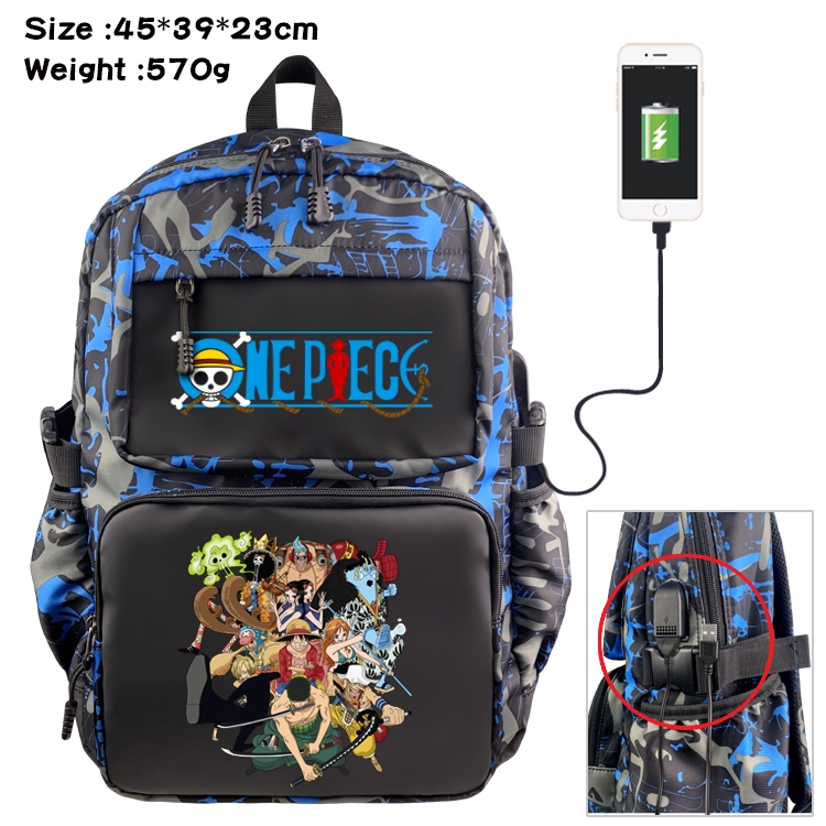 One Piece Anime waterproof nylon material camouflage backpack school bag 45X39X23CM