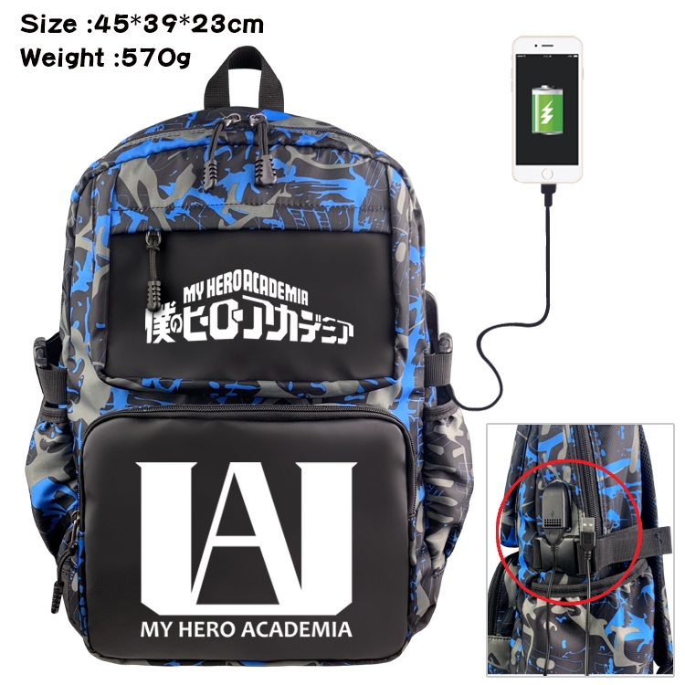 My Hero Academia Anime waterproof nylon material camouflage backpack school bag 45X39X23CM