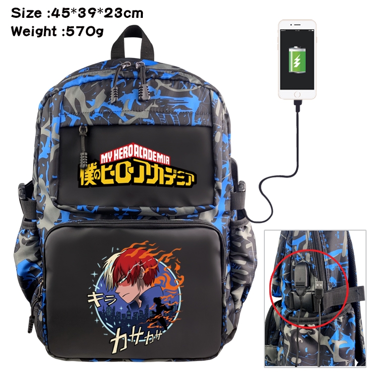 My Hero Academia Anime waterproof nylon material camouflage backpack school bag 45X39X23CM