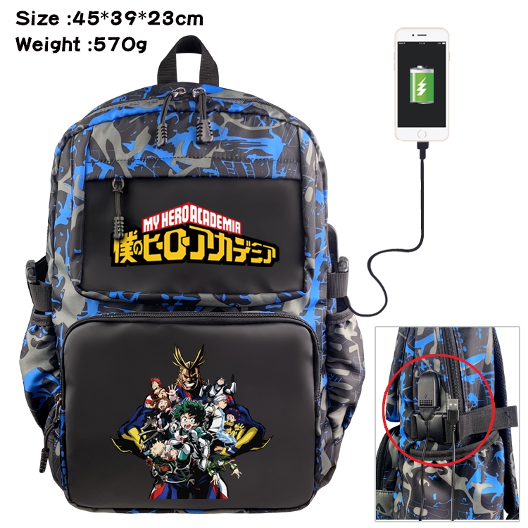 My Hero Academia Anime waterproof nylon material camouflage backpack school bag 45X39X23CM