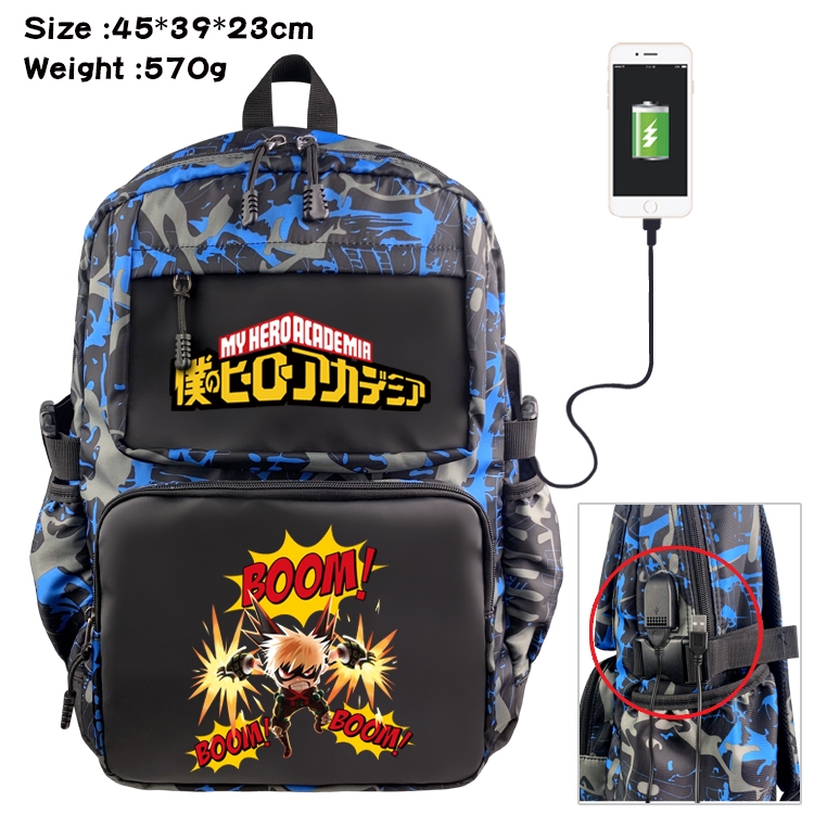 My Hero Academia Anime waterproof nylon material camouflage backpack school bag 45X39X23CM