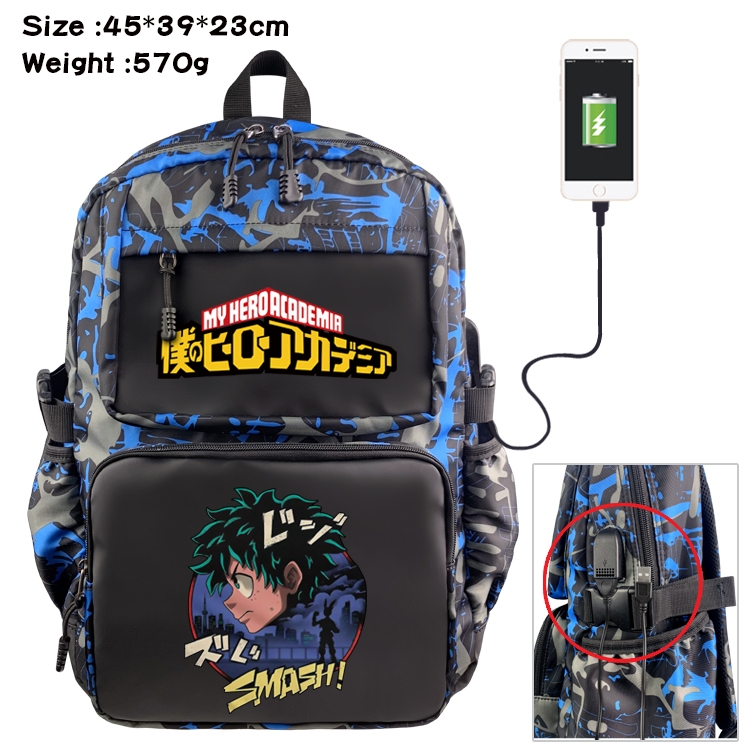 My Hero Academia Anime waterproof nylon material camouflage backpack school bag 45X39X23CM