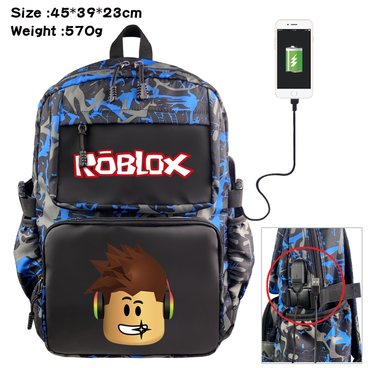 Roblox Anime waterproof nylon material camouflage backpack school bag 45X39X23CM