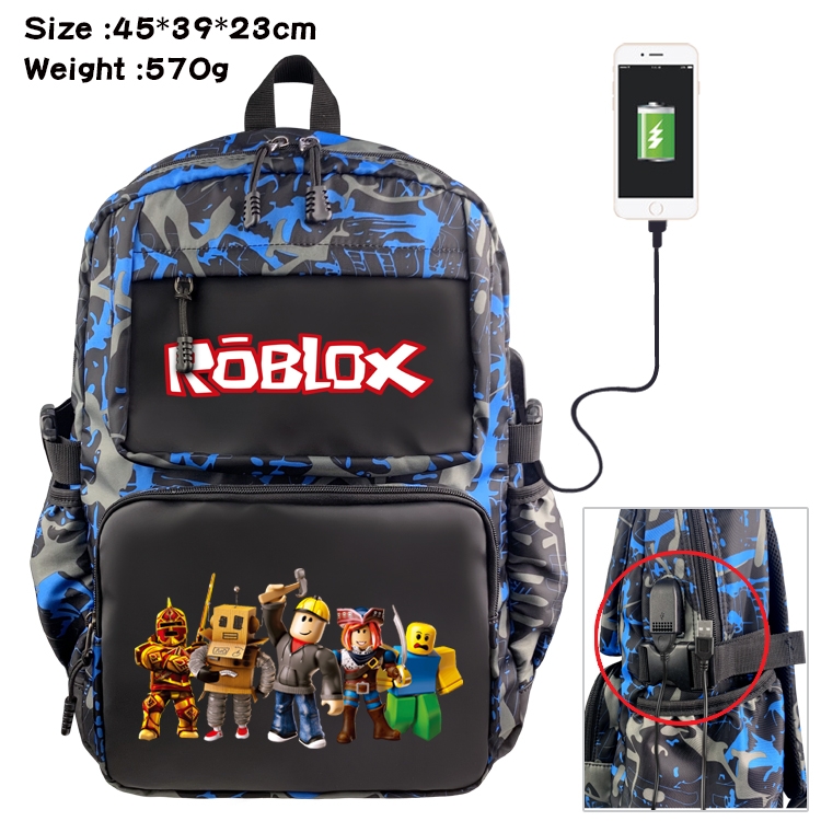 Roblox Anime waterproof nylon material camouflage backpack school bag 45X39X23CM