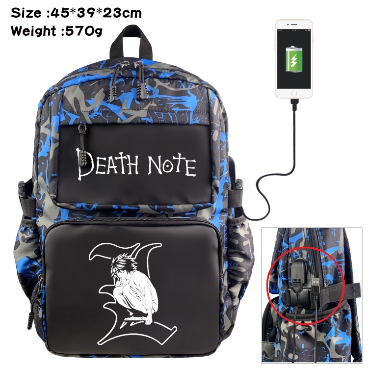 Death note Anime waterproof nylon material camouflage backpack school bag 45X39X23CM